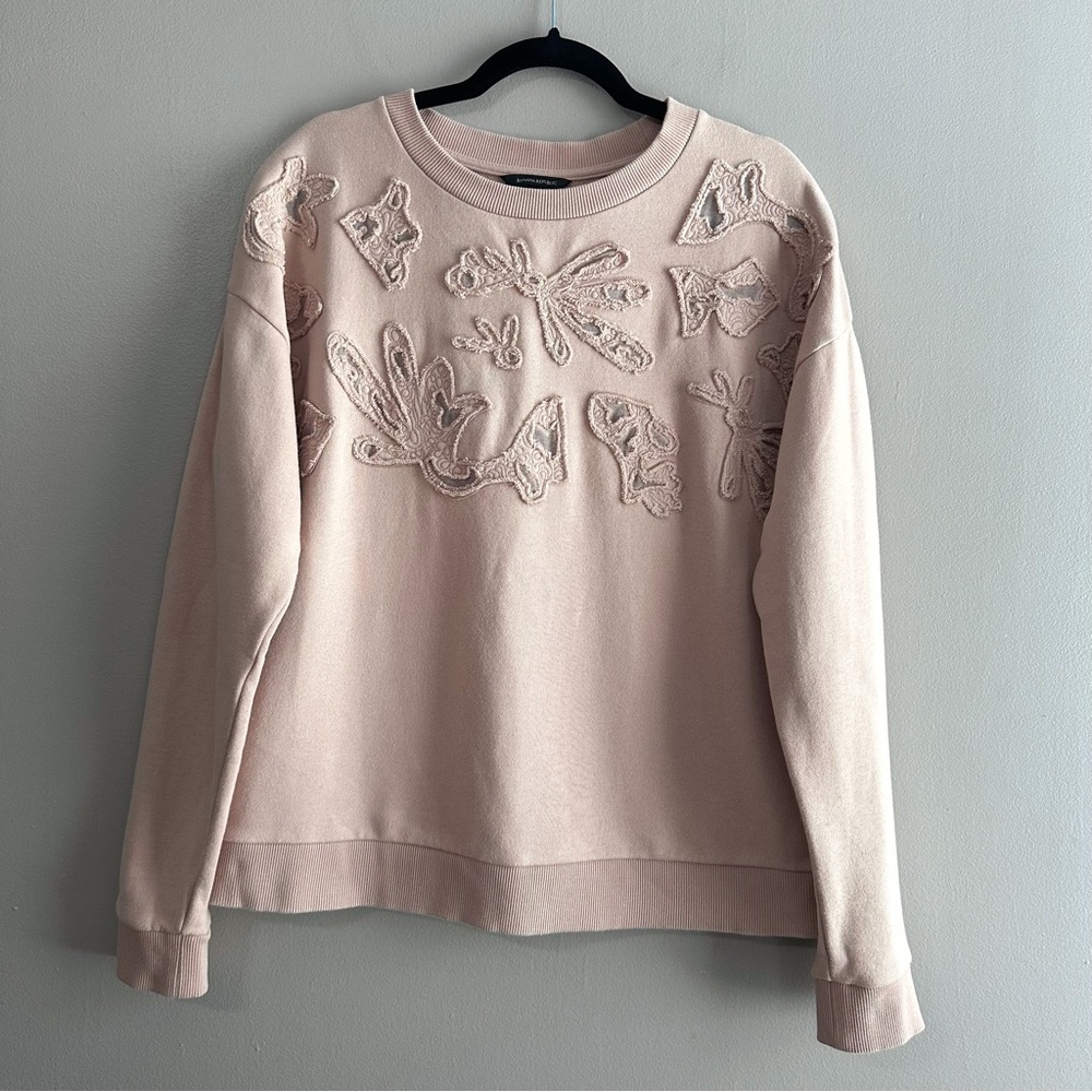 Banana Republic Pink Embroidered Sweatshirt